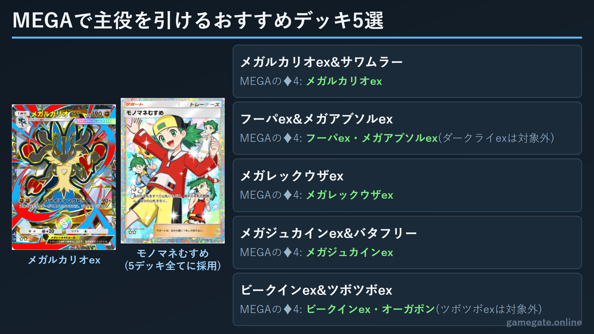 ハイクラスパックMEGAで主役を引けるおすすめデッキ5選